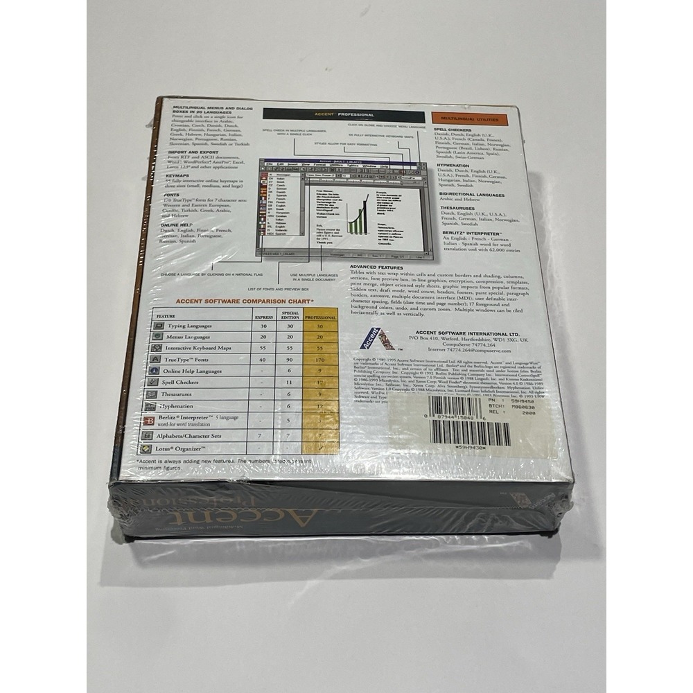 Accent Professional V2.0 Multilingual Word Processor Vintage Windows 95 Sealed - Picture 2 of 10